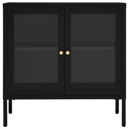vidaXL Buffet noir 70x35x70 cm acier et verre