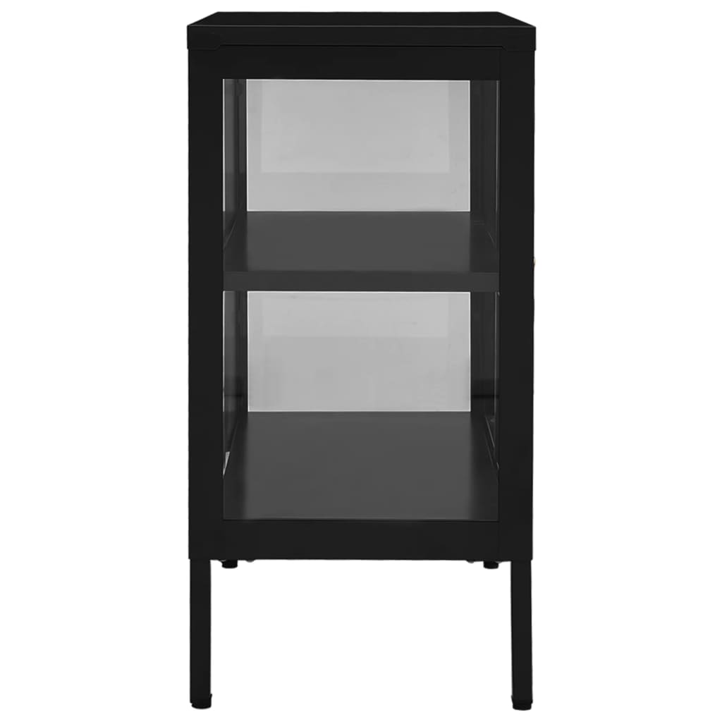 vidaXL Buffet noir 70x35x70 cm acier et verre