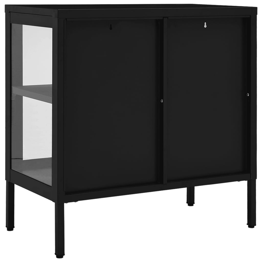 vidaXL Buffet noir 70x35x70 cm acier et verre