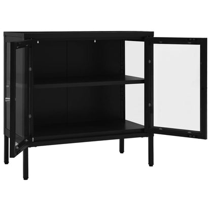 vidaXL Buffet noir 70x35x70 cm acier et verre