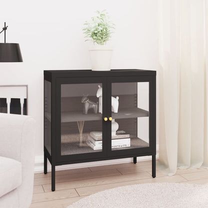 vidaXL Buffet noir 70x35x70 cm acier et verre