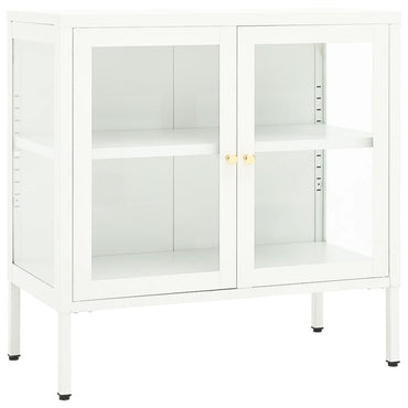 vidaXL Buffet blanc 70x35x70 cm acier et verre