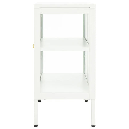 vidaXL Buffet blanc 70x35x70 cm acier et verre