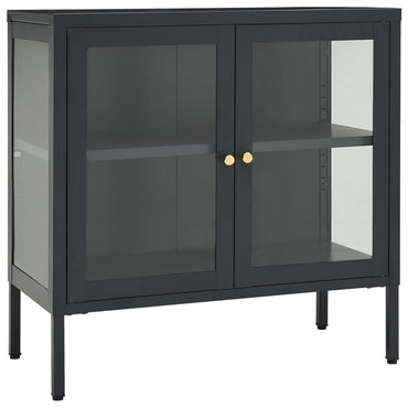vidaXL Buffet anthracite 70x35x70 cm acier et verre