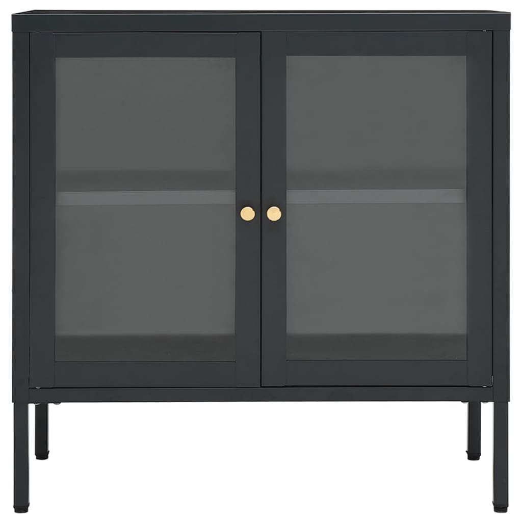 vidaXL Sideboard Anthrazit 70x35x70 cm Stahl und Glas