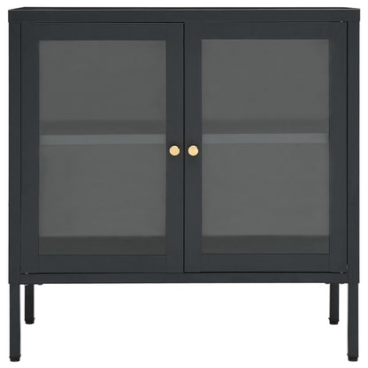 vidaXL Sideboard Anthrazit 70x35x70 cm Stahl und Glas