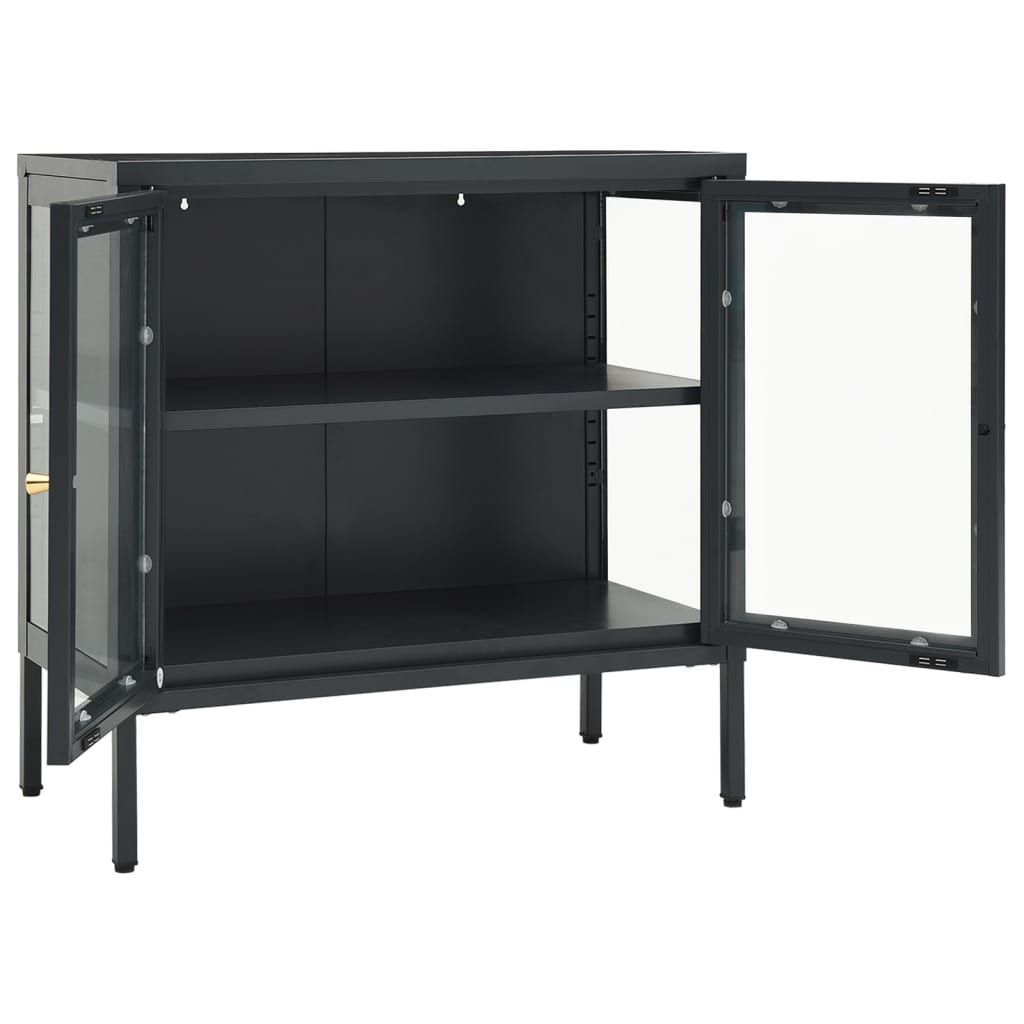 vidaXL Sideboard Anthrazit 70x35x70 cm Stahl und Glas