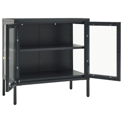 vidaXL Sideboard Anthrazit 70x35x70 cm Stahl und Glas