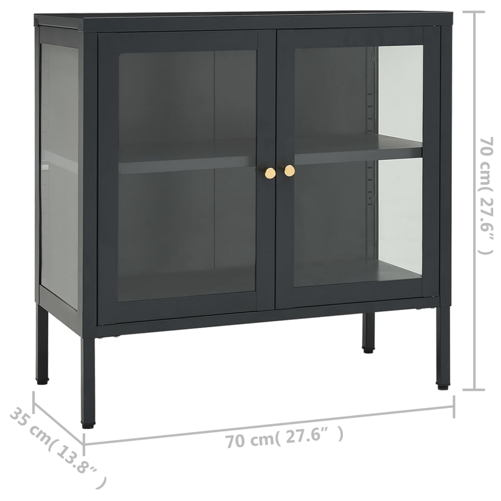 vidaXL Sideboard Anthrazit 70x35x70 cm Stahl und Glas