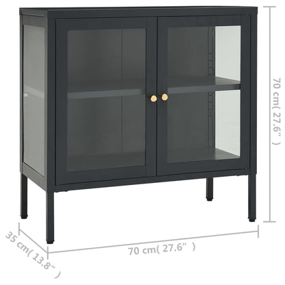 vidaXL Sideboard Anthrazit 70x35x70 cm Stahl und Glas