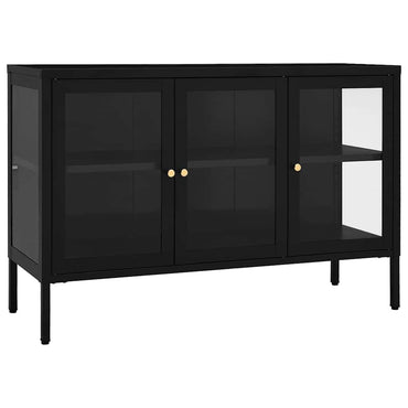 vidaXL Buffet noir 70x35x70 cm acier et verre