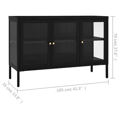 Sideboard Schwarz 70x35x70 cm Stahl und Glas