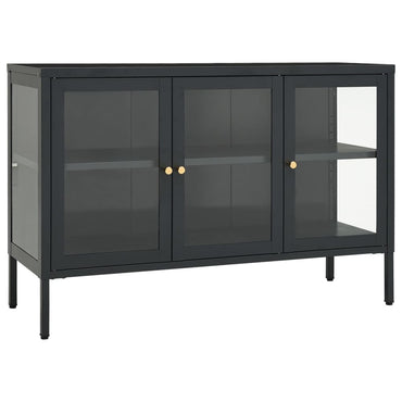 vidaXL Buffet anthracite 105x35x70 cm acier et verre