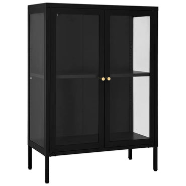 vidaXL Buffet Noir 75x35x105 cm Acier et Verre