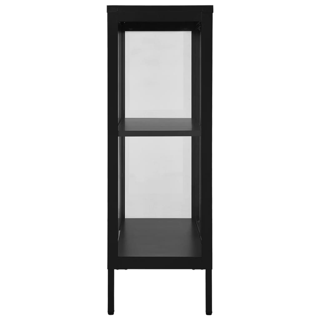 vidaXL Sideboard Schwarz 75x35x105 cm Stahl und Glas