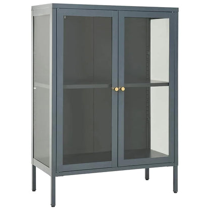vidaXL Sideboard Anthrazit 75x35x105 cm Stahl und Glas