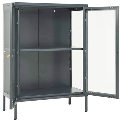 vidaXL Sideboard Anthrazit 75x35x105 cm Stahl und Glas
