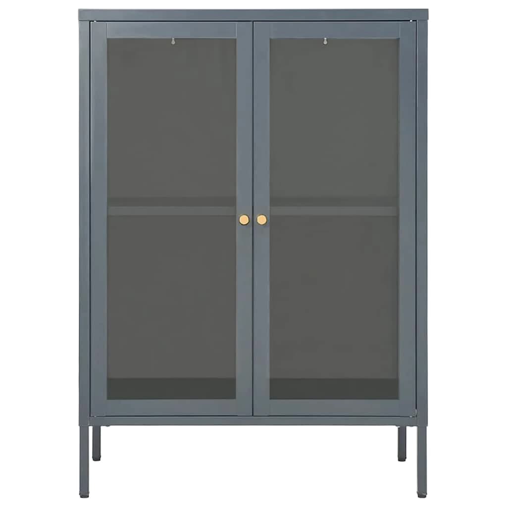 vidaXL Sideboard Anthrazit 75x35x105 cm Stahl und Glas