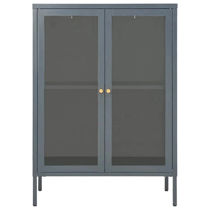 vidaXL Sideboard Anthrazit 75x35x105 cm Stahl und Glas