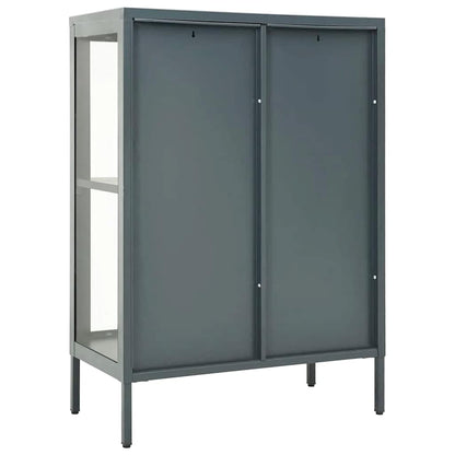 vidaXL Sideboard Anthrazit 75x35x105 cm Stahl und Glas