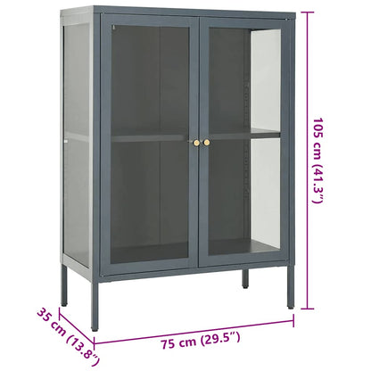 vidaXL Sideboard Anthrazit 75x35x105 cm Stahl und Glas