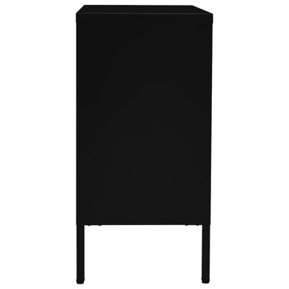 vidaXL Buffet noir 75x35x70 cm Acier et verre trempé