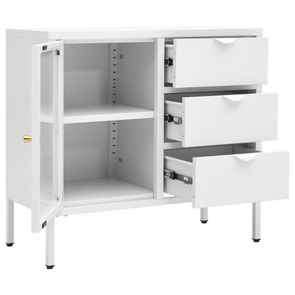 vidaXL Sideboard Weiß 75x35x70 cm Stahl und Hartglas