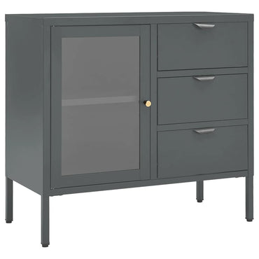 vidaXL Buffet Anthracite 75x35x70 cm Acier et Verre Trempé