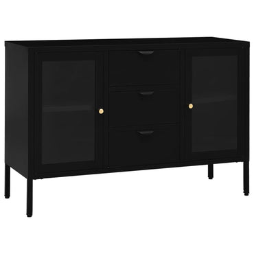 vidaXL Commode noire 105x35x70 cm en acier et verre trempé