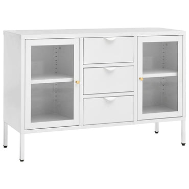 vidaXL Buffet blanc 105x35x70 cm Acier et verre trempé
