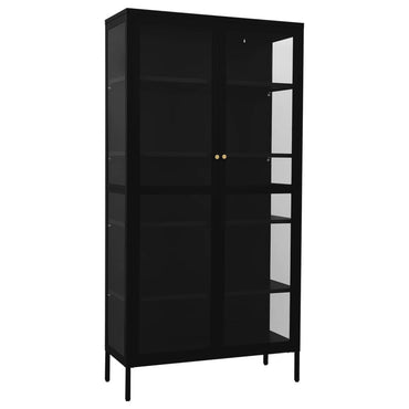 vidaXL Vitrine noire 90x40x180 cm Acier et verre trempé
