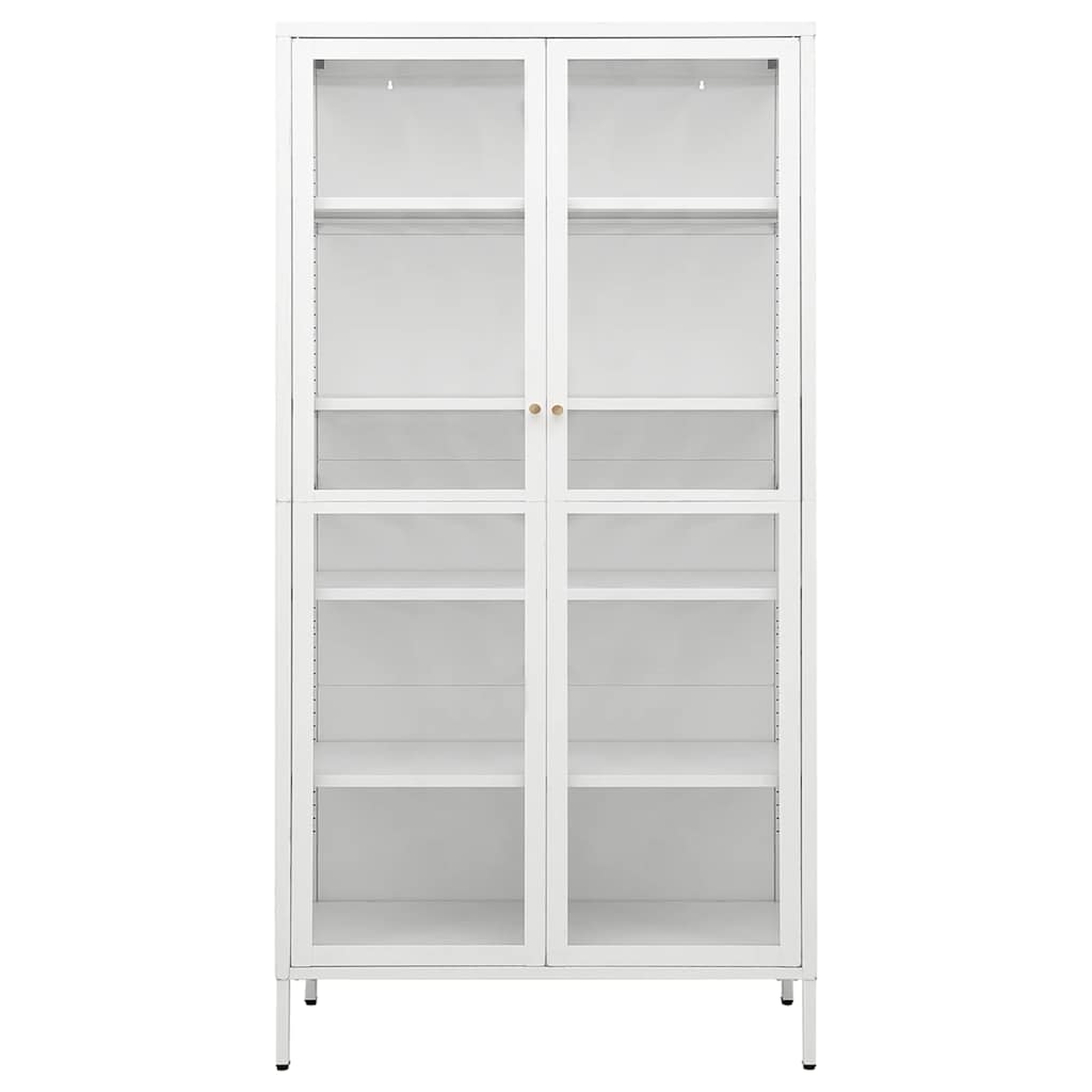 Vitrine Weiß 90x40x180 cm Stahl und Gehärtetes Glas