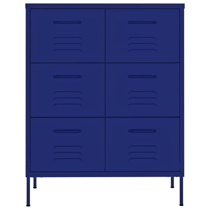 vidaXL Schubladenschrank Marineblau 80x35x101,5 cm Stahl
