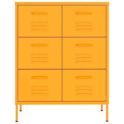 vidaXL Schubladenschrank Senfgelb 80x35x101,5 cm Stahl