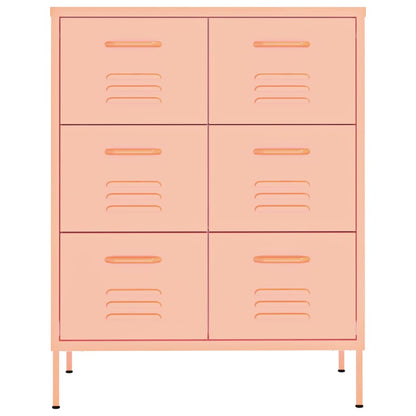 vidaXL Schubladenschrank Rosa 80x35x101,5 cm Stahl