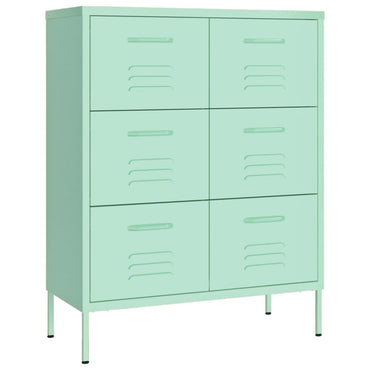 vidaXL Schubladenschrank Minzgrün 80x35x101,5 cm Stahl
