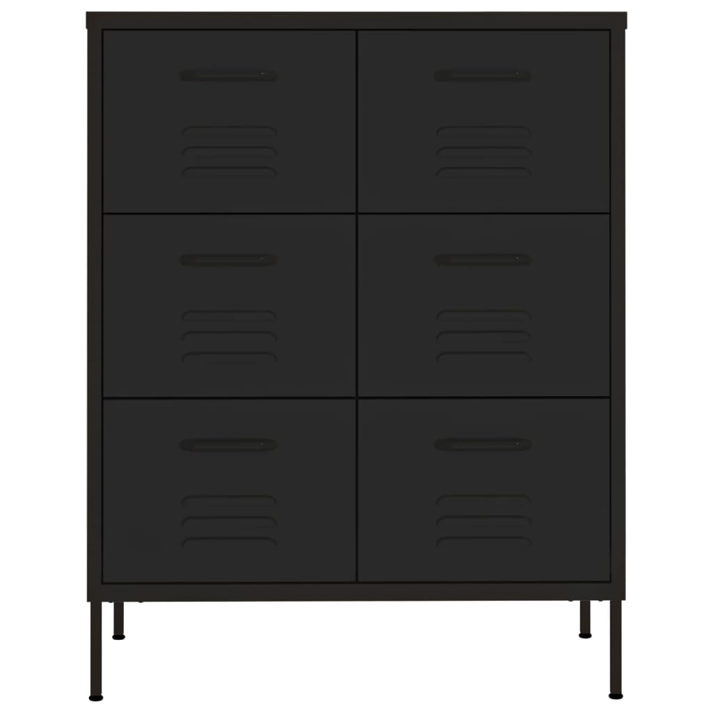 vidaXL Schubladenschrank Schwarz 80x35x101,5 cm Stahl