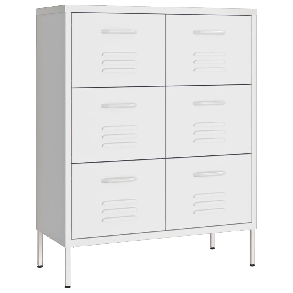 vidaXL Schubladenschrank Weiß 80x35x101,5 cm Stahl