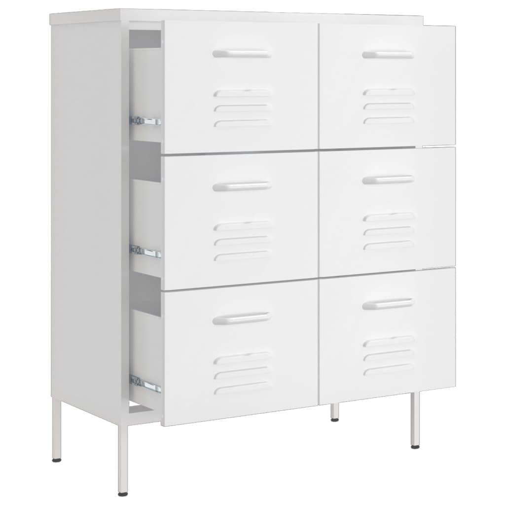 vidaXL Schubladenschrank Weiß 80x35x101,5 cm Stahl