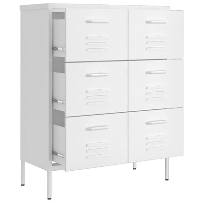 vidaXL Schubladenschrank Weiß 80x35x101,5 cm Stahl
