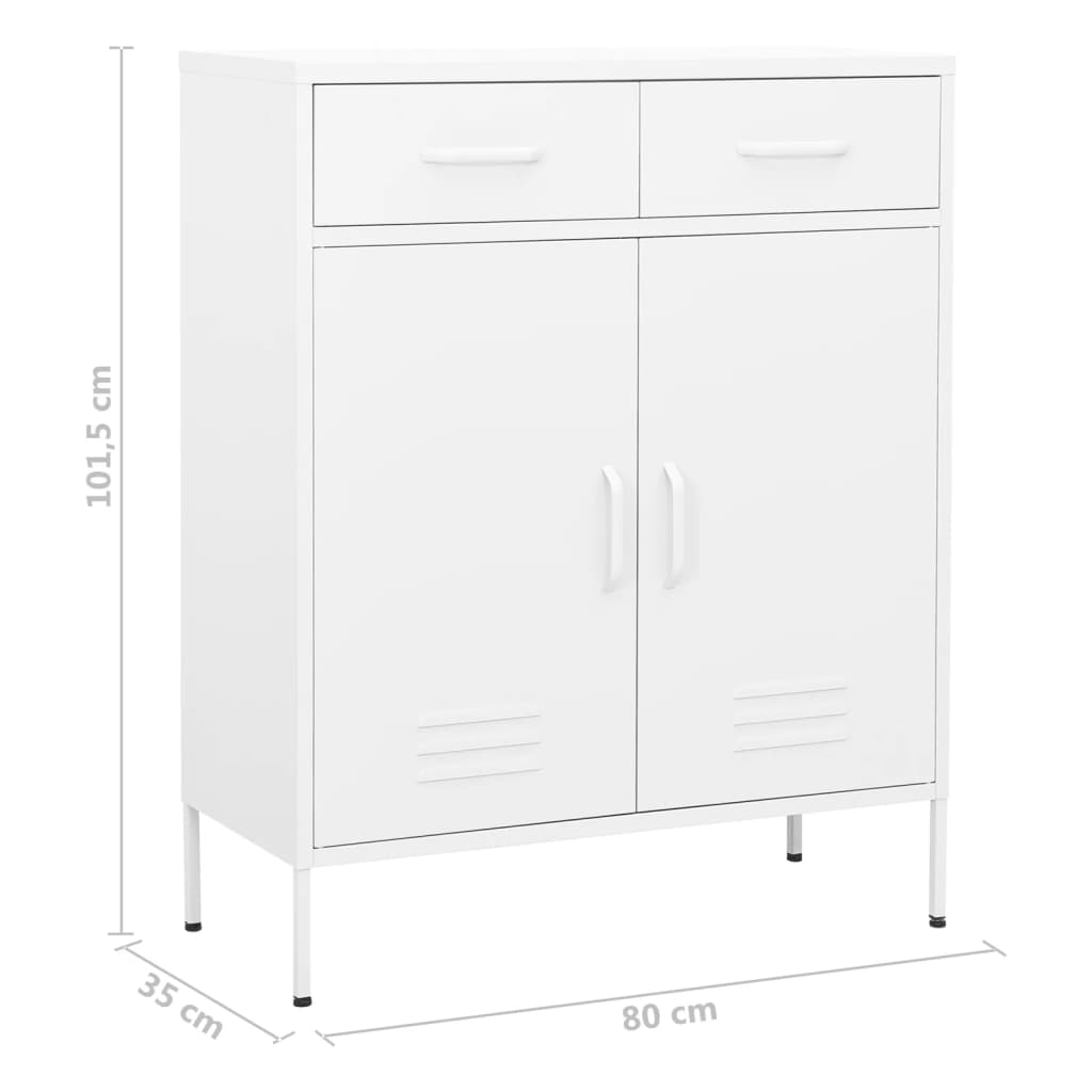 vidaXL Lagerschrank Weiß 80x35x101,5 cm Stahl