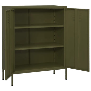 vidaXL Beistellschrank Olivgrün 80x35x101,5 cm Stahl