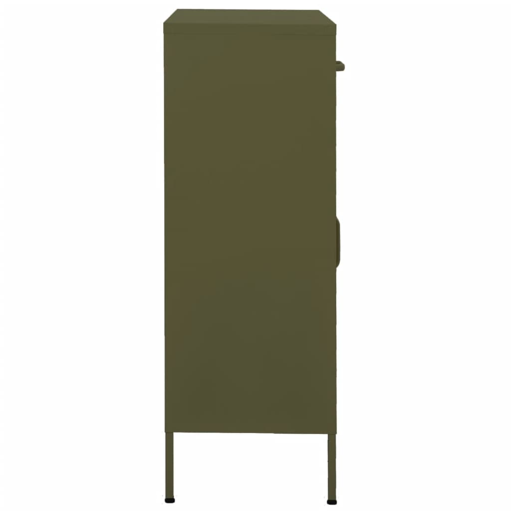 vidaXL Beistellschrank Olivgrün 80x35x101,5 cm Stahl