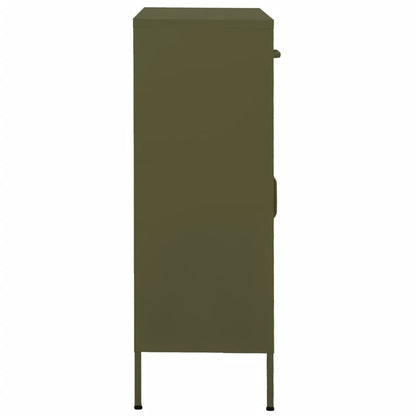 vidaXL Beistellschrank Olivgrün 80x35x101,5 cm Stahl