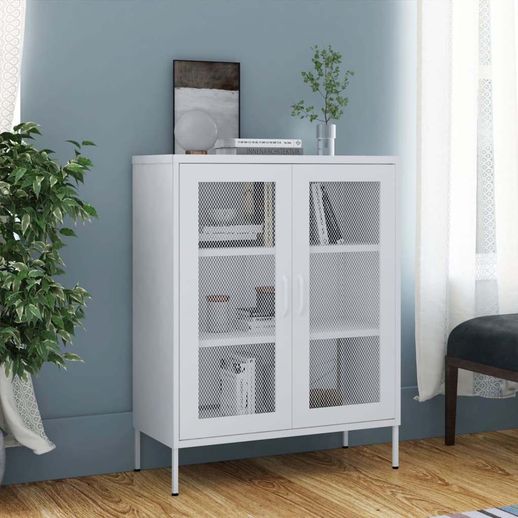 vidaXL Lagerschrank Weiß 80x35x101,5 cm Stahl