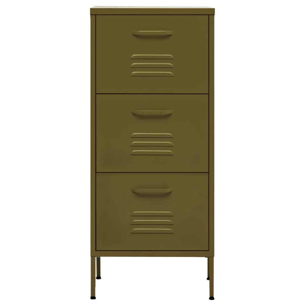 vidaXL Beistellschrank Olivgrün 42,5x35x101,5 cm Stahl