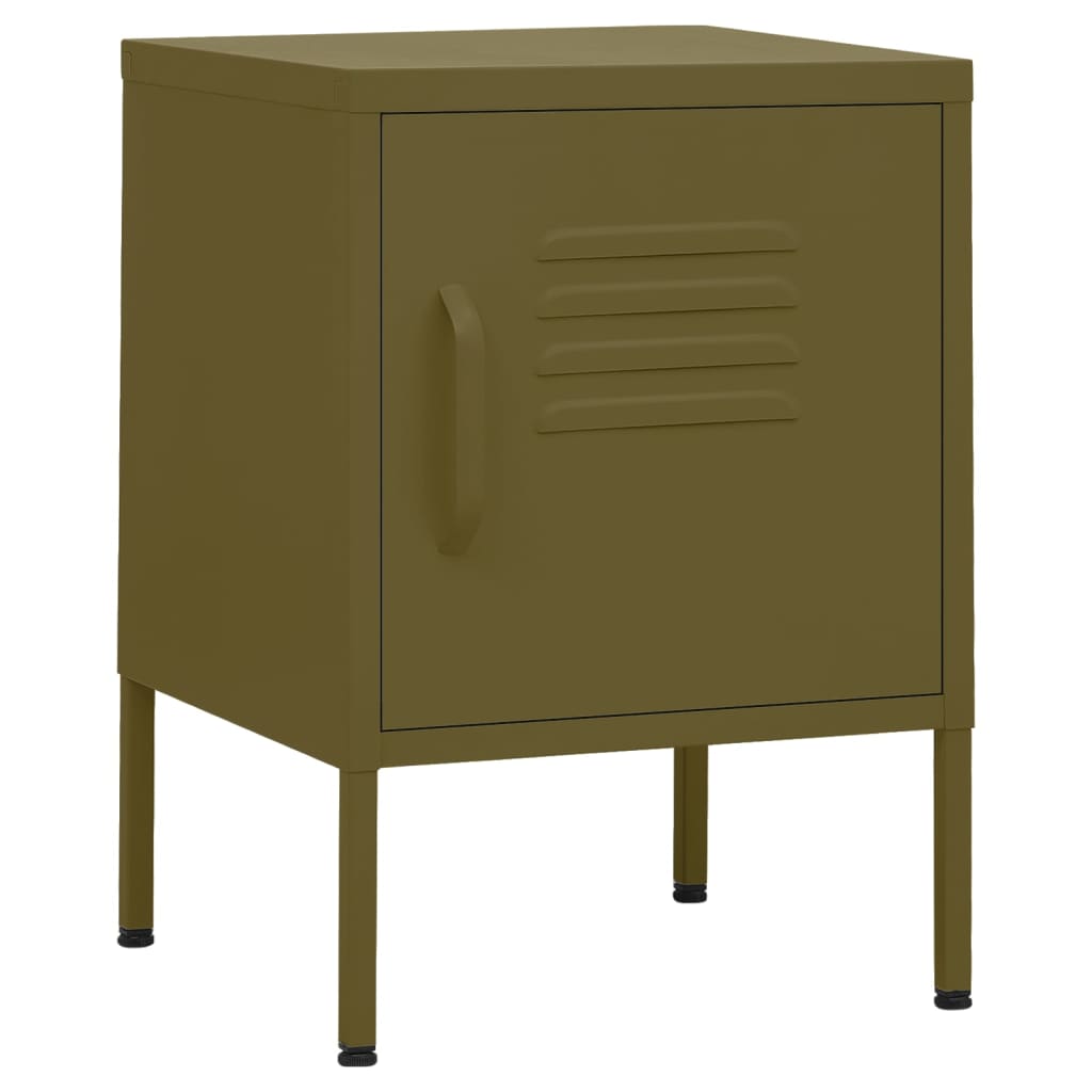 vidaXL Table de chevet vert olive 35x35x51 cm acier