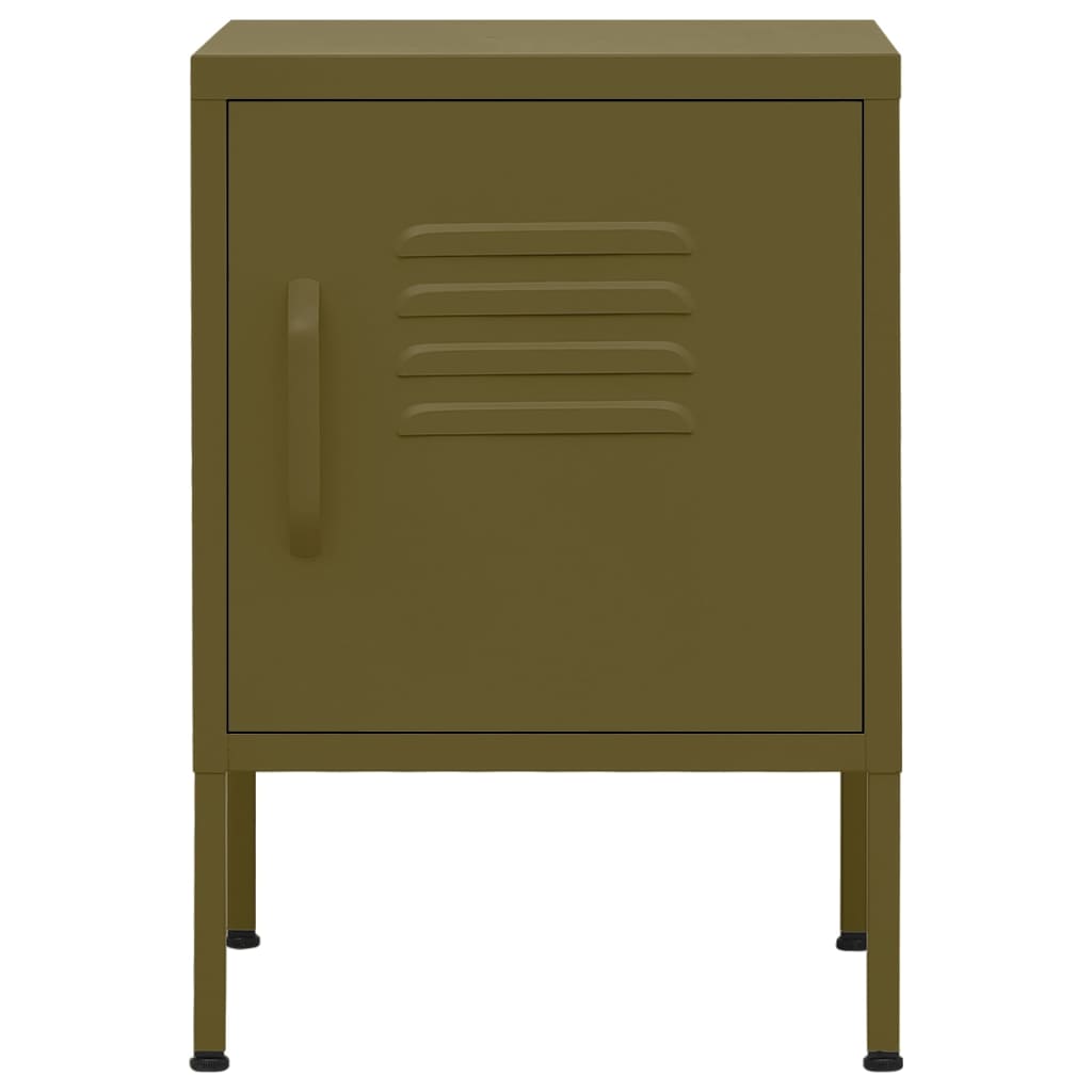 vidaXL Table de chevet vert olive 35x35x51 cm acier