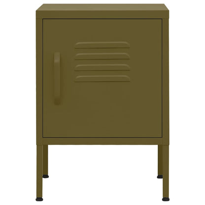 vidaXL Table de chevet vert olive 35x35x51 cm acier