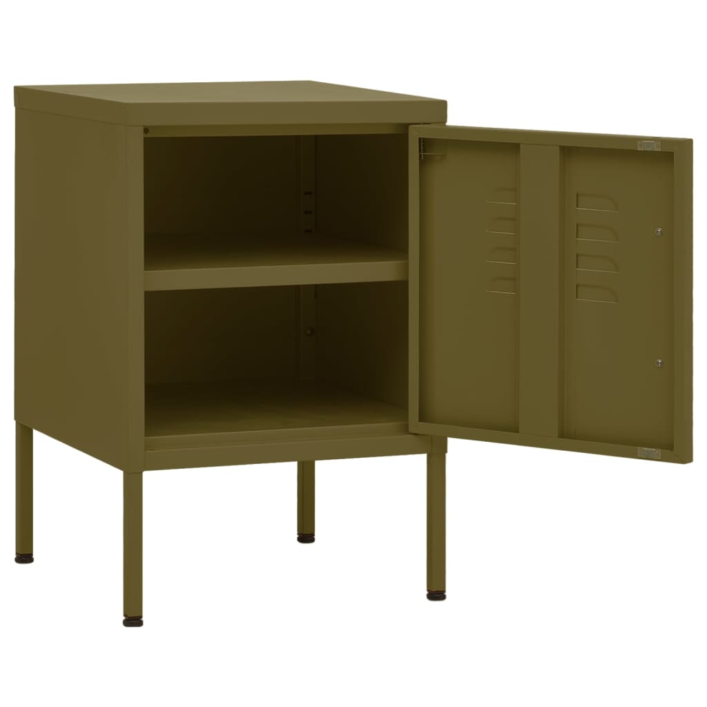 vidaXL Table de chevet vert olive 35x35x51 cm acier